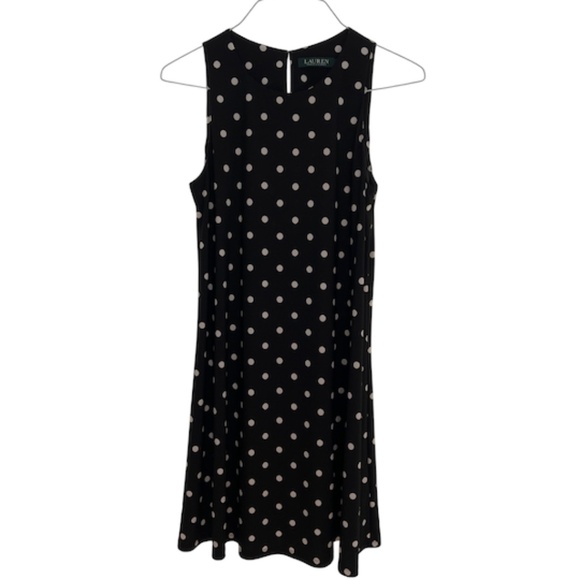 Lauren Ralph Lauren Women's Black and White Polka Dot Midi Dress. Size 10. - Picture 2 of 5